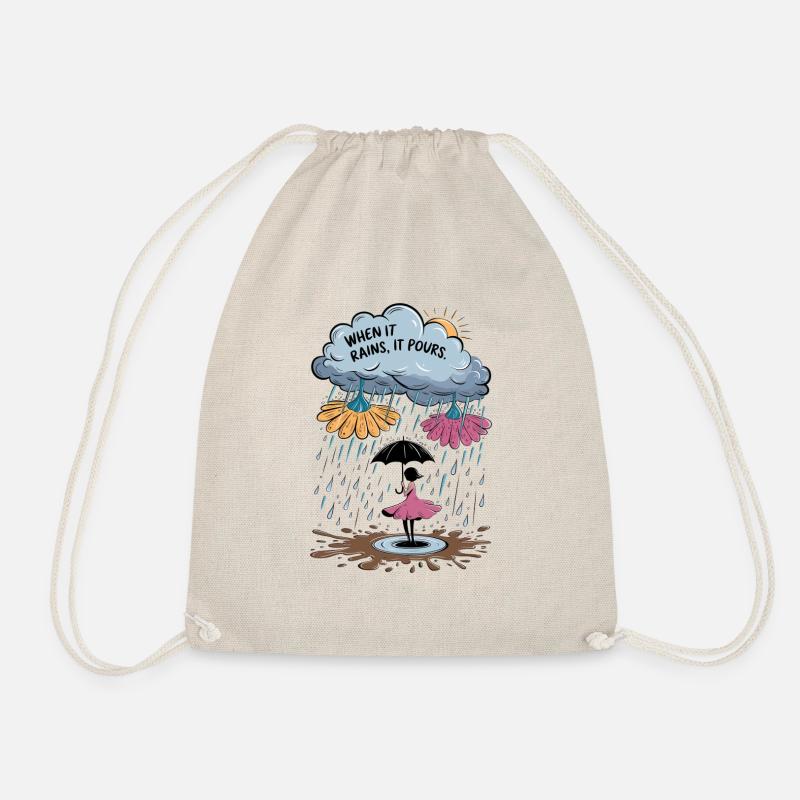 When It Rains, It Pours – Surreal Rainstorm - Drawstring Bag - nature