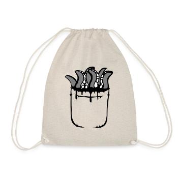 Tentacle Chest Pocket Octopus Monster Shirt Bag - Drawstring Bag - nature - Front