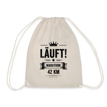 Runs marathon 42 km Sports Funny sayings crown - Drawstring Bag - nature - Front
