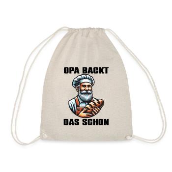 Opa backt das schon - Bäcker mit Broten - Turnbeutel - Natur - Vorne
