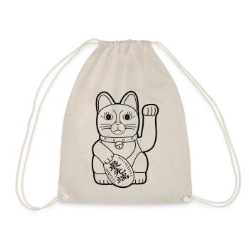 Maneki Neko Koban-Münze - Dark Contour - Turnbeutel - Natur - Vorne