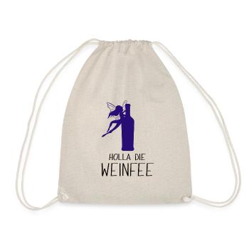 Weißwein Rotwein JGA Vino Wein - Holla die Weinfee - Turnbeutel - Natur - Vorne
