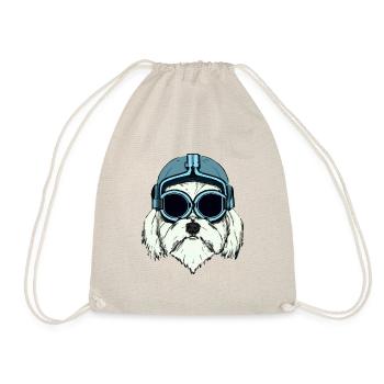 Maltesischer Hundepilot Hund Geschenk Retro - Turnbeutel - Natur - Vorne