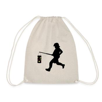 Policeman with Lantern - Riotcop Banksy Style Vector - Drawstring Bag - nature - Front