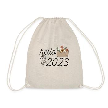 hello 2023 sunflower welcome 2023 shirt new year - Drawstring Bag - nature - Front