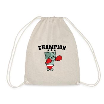 Champion boxende Katze - Turnbeutel - Natur - Vorne