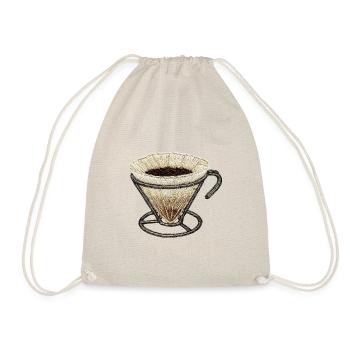 Bestickter Kaffeefilter – Kaffeenerd (gedruckt) - Turnbeutel - Natur - Vorne