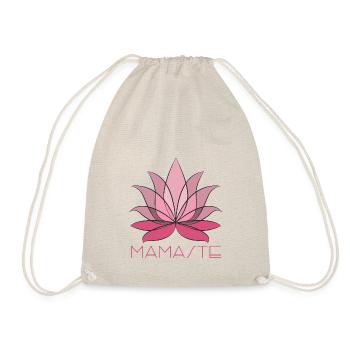 Mamaste, pink lotus flower with lettering - Drawstring Bag - nature - Front