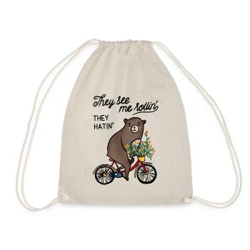 Bär auf Fahrrad - Turnbeutel - Natur - Vorne
