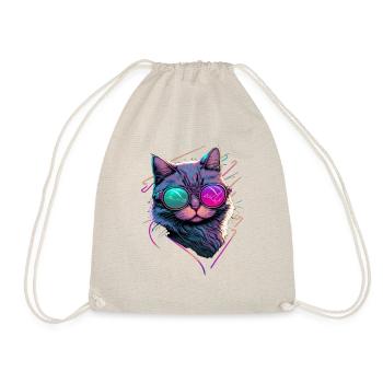 Retrowave Cat - Design de chat - Sac de sport léger - nature - Devant