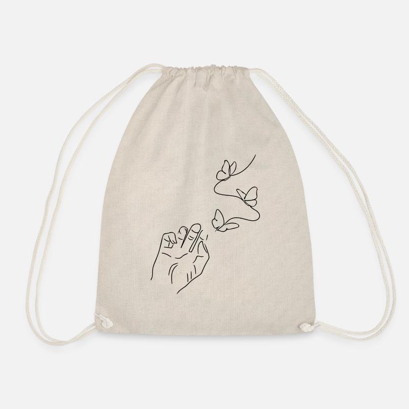 Schmetterling Hand Line Art - Minimalistisch - Turnbeutel - Natur