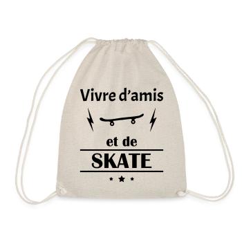 Vivre d'amis et de skate, fête des pères, noël - Sac de sport léger - nature - Devant