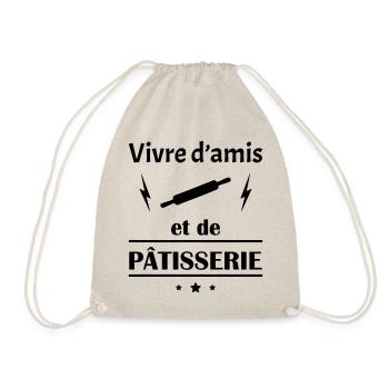 Vivre d'amis et de pâtisserie,fête des pères, noël - Sac de sport léger - nature - Devant