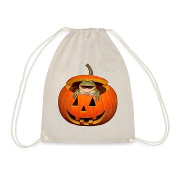 Halloween Frog in Pumpkin T-Shirt Funny - Drawstring Bag - nature - Front