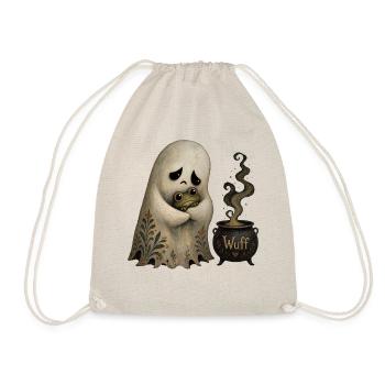 Cute Ghost Halloween Vintage T-Shirt Motif - Drawstring Bag - nature - Front