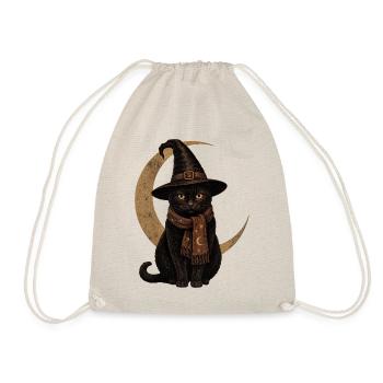 Black Cat Witch Hat Vintage Halloween shirt - Drawstring Bag - nature - Front