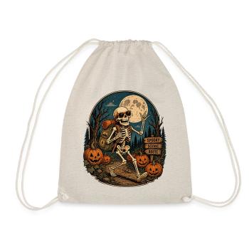 Vintage Halloween Pumpkin Skeleton Retro Outdoor Fan - Drawstring Bag - nature - Front