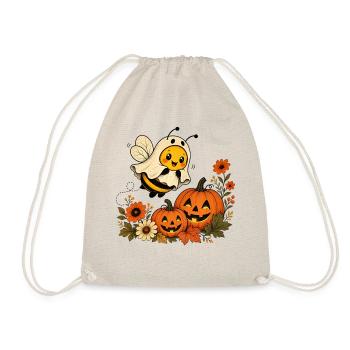 Halloween Bee as a Ghost with Pumpkin T-Shirt - Drawstring Bag - nature - Front