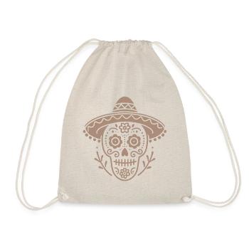 Day of the Dead Skull Design Halloween Minimalist - Turnbeutel - Natur - Vorne