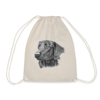flatcoated retriever bw - Drawstring Bag - nature - Front