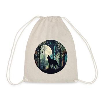 Chat dans la forêt avec la pleine lune, les arbres - Sac de sport léger - nature - Devant