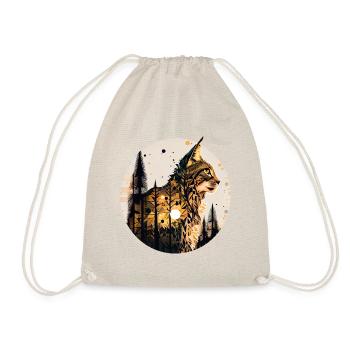Luchs mit Mond im Wald mit Muster - Turnbeutel - Natur - Vorne