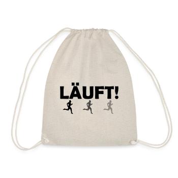 Läuft! Läufer T-Shirt, Laufen, Marathon, Triathlon - Turnbeutel - Natur - Vorne
