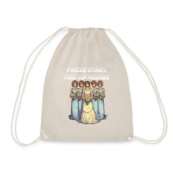 Press Start For Marriage. gamer bride - Drawstring Bag - nature - Front
