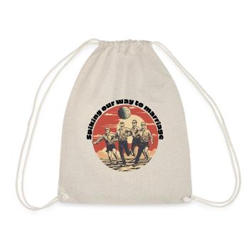 Spiking Our Way To Marriage. volleyball groom - Drawstring Bag - nature - Front