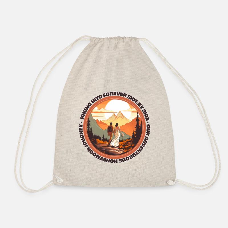 Hiking into forever side by side. - Drawstring Bag - nature