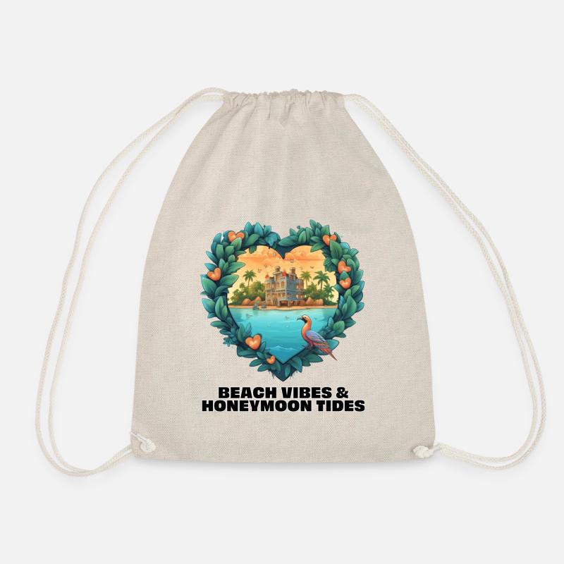 Beach vibes & honeymoon tides. - Drawstring Bag - nature