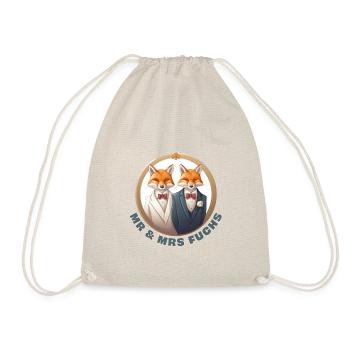 Mr. & Mrs. Fuchs honeymooning. - Drawstring Bag - nature - Front