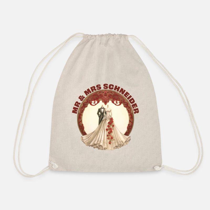 Mr. & Mrs. Schneider honeymooning. - Drawstring Bag - nature