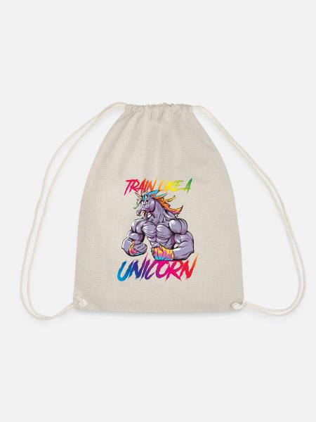 Einhorn training power fitness bunt - Turnbeutel - Natur