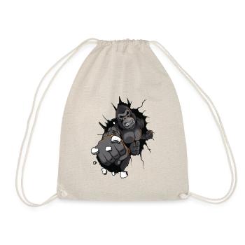 gorilla beast punch boxing muscles - Drawstring Bag - nature - Front