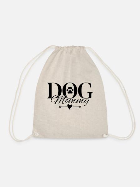 Dogs mom dog paw heart - Drawstring Bag - nature