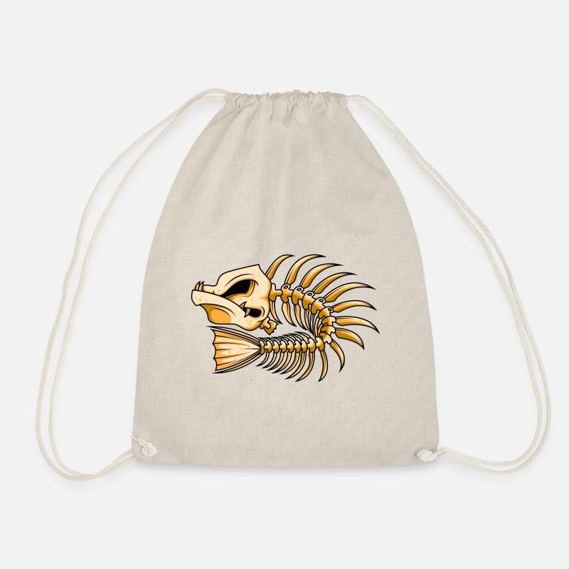 fish bones skeleton fish - Drawstring Bag - nature