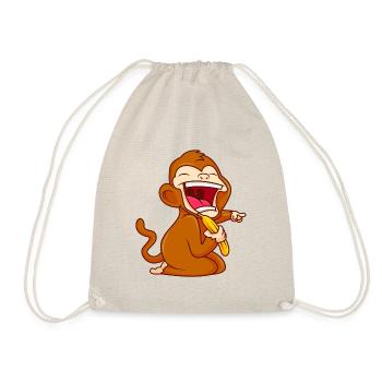 monkey banana funny comic baby monkey - Drawstring Bag - nature - Front