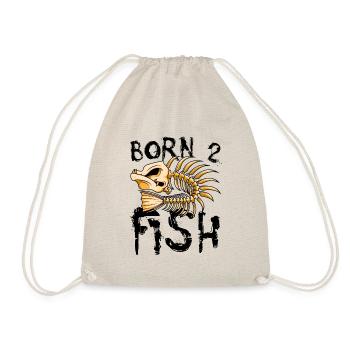 Born to fish bone fish - Drawstring Bag - nature - Front