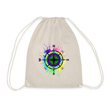 Compass Colorful Symbol Travel Color Spots - Drawstring Bag - nature - Front