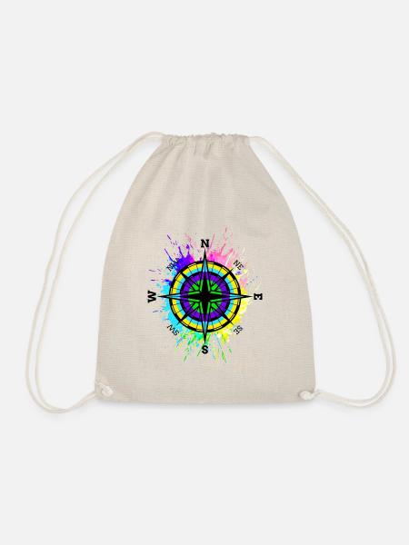 Kompass Bunt Symbol Travel Farbklecks - Turnbeutel - Natur