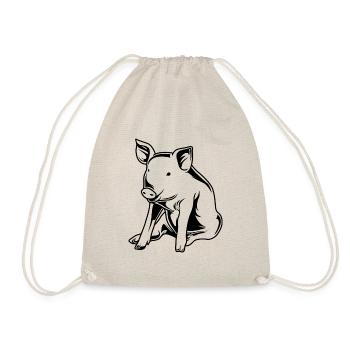 Pig sow boar silhouette - Drawstring Bag - nature - Front
