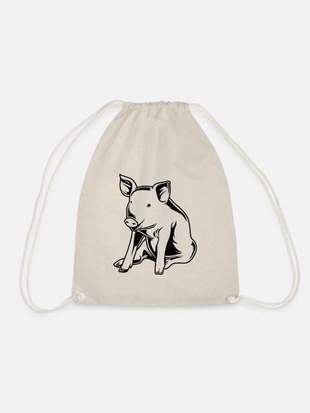Schwein Sau Eber Silhouette - Turnbeutel - Natur