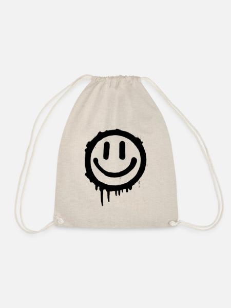 Black Smiley - Drawstring Bag - nature