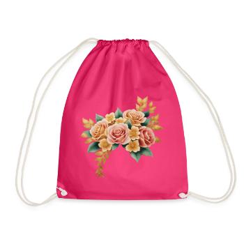 Fleurs vintage or et rose - Sac de sport léger - fuchsia - Devant