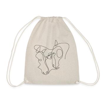 One Line Drawing - horse with woman - Drawstring Bag - nature - Front