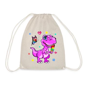 Dinosaure rose avec de la crème glacée - Sac de sport léger - nature - Devant