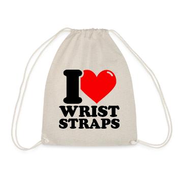 I Love Wrist Straps – Fitness Weightlifting - Drawstring Bag - nature - Front