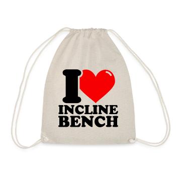 I Love Incline Bench – Fitness Weightlifting Fun - Drawstring Bag - nature - Front