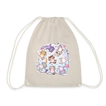 Cute cats in kawaii style - Drawstring Bag - nature - Front
